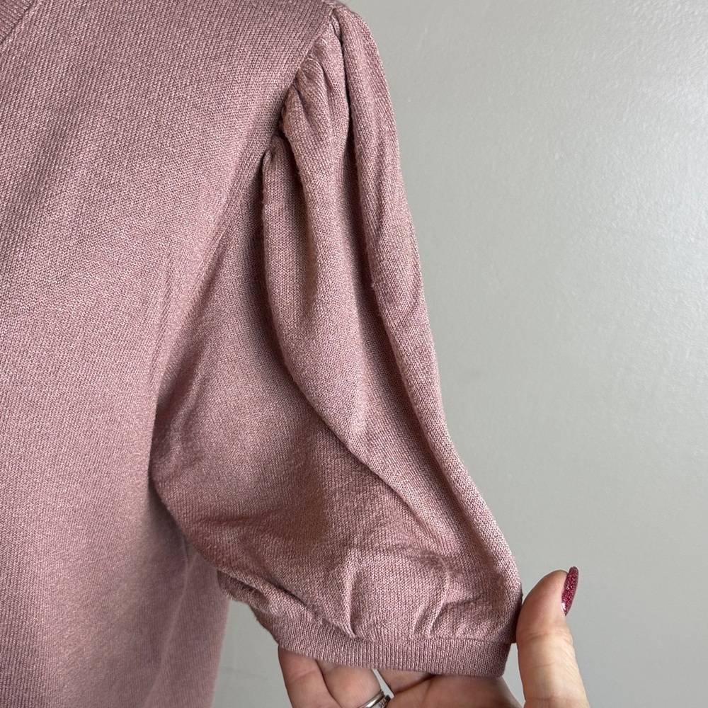 Mod Ref Women's V-Neck Puff Sleeve Mauve Top Sz XL - Picture 3 of 6